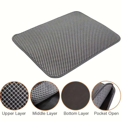 Waterproof Cat Litter Mat, Double Layer Cat Litter Box Mat With Non-slip Backing, Washable Leak Proof Pet Cleaning Mat Cat Litter Trapping Mat