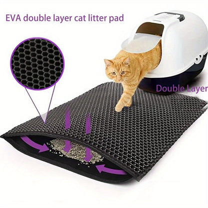 Waterproof Cat Litter Mat, Double Layer Cat Litter Box Mat With Non-slip Backing, Washable Leak Proof Pet Cleaning Mat Cat Litter Trapping Mat
