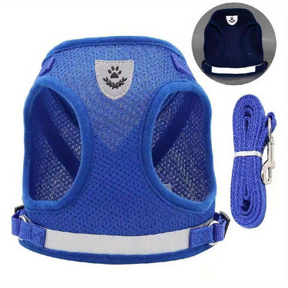 Super-Breathable Pet Harness & Leash Set - Escape-Proof, Adjustable Vest with Reflective Stripes for Kitten, Puppy & Small Dogs - Stylish Comfort and Enhanced Control