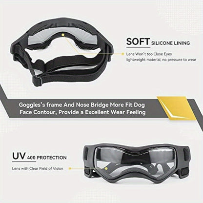 1pc Small Dog Sunglasses, UV Protection Goggles, Doggy Eye Protection, Pet Sunglasses, Arc-Shaped Outdoor Puppy Goggles, AntiFog Glasses For Pets Over 5lb