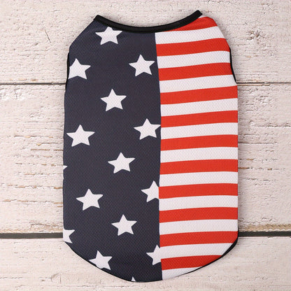Stars & Stripes Pet Vest - Cartoon Printed, Summer Themed, Breathable, Comfortable Dog Shirt for Small to Medium Dogs - Independence Day Celebration Outfit