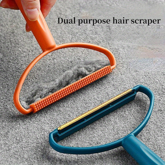1pc Dual-Sided Pet Hair Remover Brush - Ergonomic Fabric Lint Scraper for Dogs & Cats, Non-Electric Grooming Tool with Teal Handle and Orange Bristles, Ideal for Coat and Carpet Cleaning, Pet Hair Remover Tool, Halloween gift