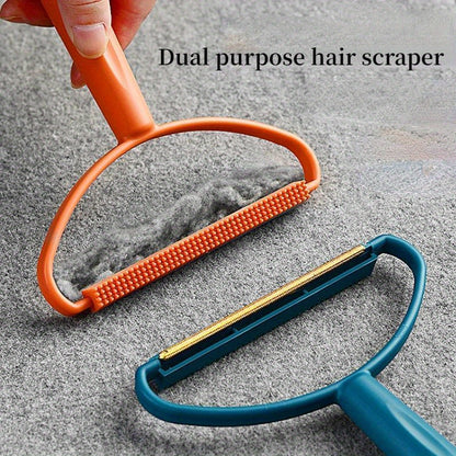 1pc Dual-Sided Pet Hair Remover Brush - Ergonomic Fabric Lint Scraper for Dogs & Cats, Non-Electric Grooming Tool with Teal Handle and Orange Bristles, Ideal for Coat and Carpet Cleaning, Pet Hair Remover Tool, Halloween gift