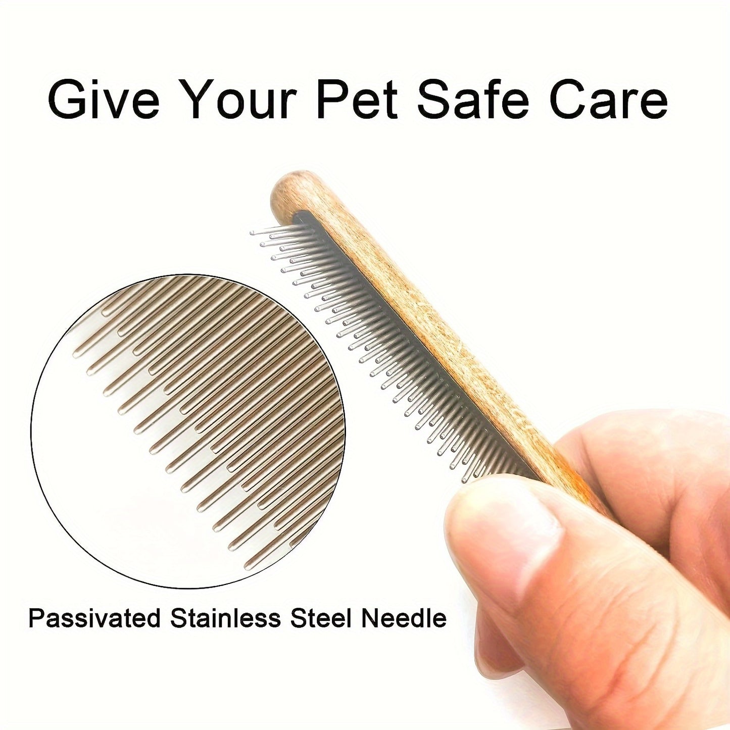 1pc Cat Hair Removal Comb, Floating Hair Removal Brush With Wooden Handle, Grooming Tool For Dogs, Cats, And Small Pets