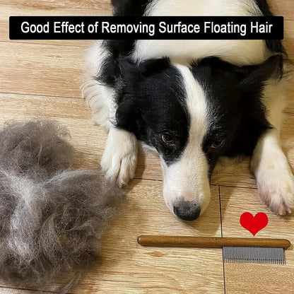 1pc Cat Hair Removal Comb, Floating Hair Removal Brush With Wooden Handle, Grooming Tool For Dogs, Cats, And Small Pets