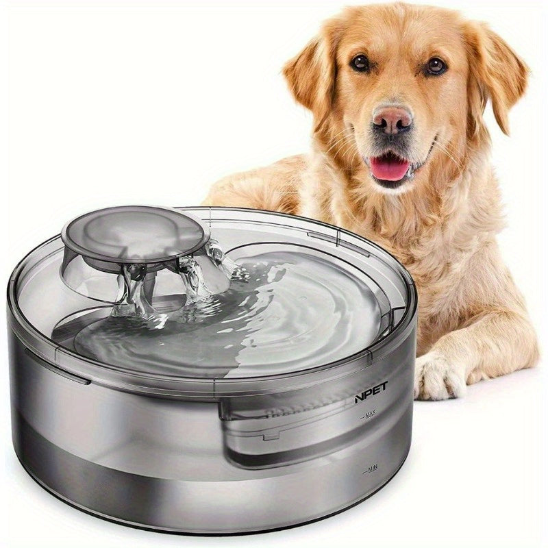 [NPET | Automatic] NPET 2 Gallon/270oz/8L Large Automatic Dog Water Fountain, DF30 Dog Water Bowl Dispenser | Pet Water Fountain with Splatter Guard, Cleaning Kit for Large Dogs & Multiple Pets, Without Battery