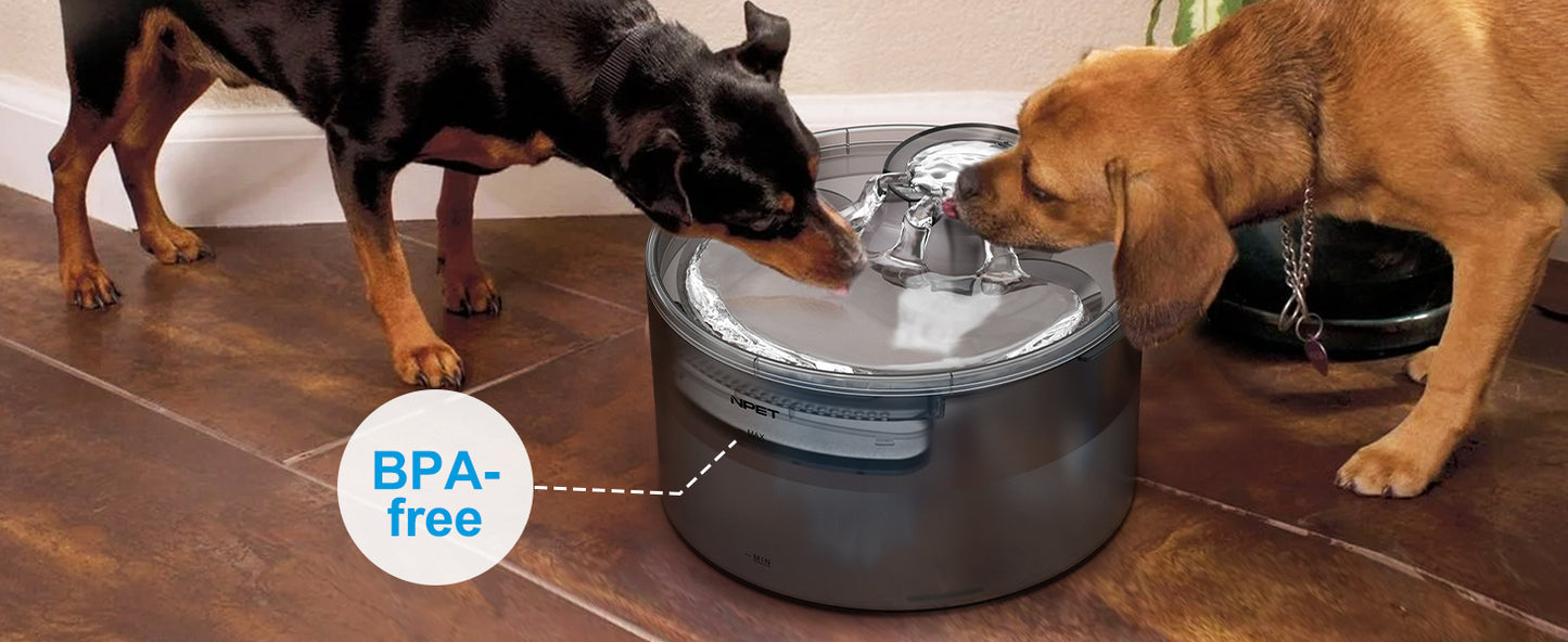 [NPET | Automatic] NPET 2 Gallon/270oz/8L Large Automatic Dog Water Fountain, DF30 Dog Water Bowl Dispenser | Pet Water Fountain with Splatter Guard, Cleaning Kit for Large Dogs & Multiple Pets, Without Battery