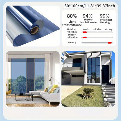 1 Roll Heat Insulation Window Film for Office & Home - Anti-Peeping Privacy, Protection & Sunshade, One-Way View, Easy & Stick PET Film, 2mil Thick Contemporary Design, Privacy Window Film, Architectural Integration, Durable