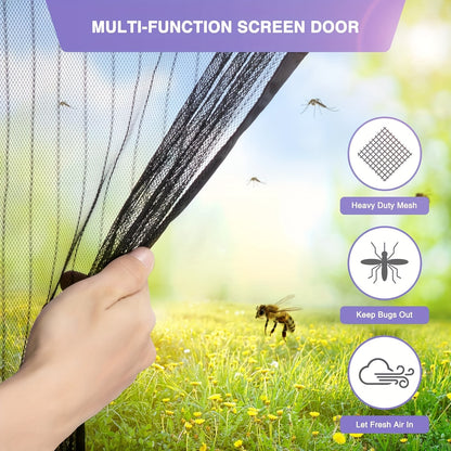 [Magnetic Screen Door] Heavy-Duty Magnetic Screen Door | Self-Sealing, Hands-Free Mesh for Insect Protection, Pet & Youngsters Friendly, Easy Installation with Magnetic Strips, Durable Nylon Material, Bohemian Style