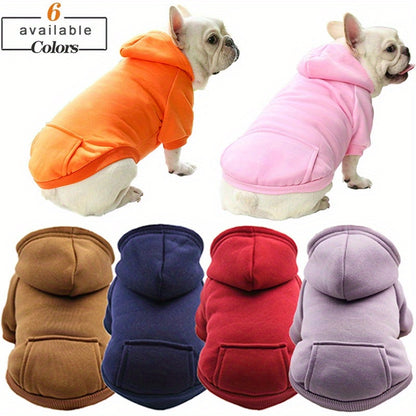 1pc Cozy Pet Hoodie Sweatshirt - All-Season Pullover Dog Jacket with Fleece Lining, Pocket, and Hood for Small to Medium Breeds - Woven Polyester Doggy Costume for Chihuahuas, French Bulldogs & More