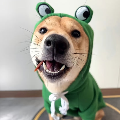 [Small Cozy Frog Hoodie] Adorable Frog-Themed Pet Hoodie - Cozy Knit Sweatshirt for Small to Extra-Small Cats, Perfect for All Seasons, Transformation, Hoodie