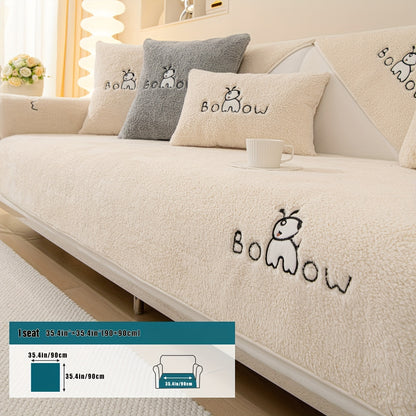 1pc Thickened Sherpa Sofa Slipcover - Soft Fuzzy Pet-Friendly Couch Protector Cover with Non-Slip Backing - Perfect Furniture Protector for Bedroom, Office, Living Room Home Decor