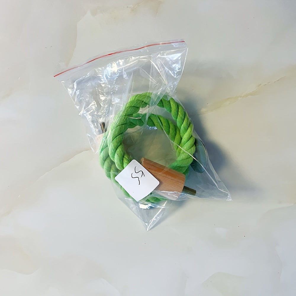 [Paw-Friendly] Flexible Green Rope Perch - Durable Exercise Ladder & Swing for Small Pets and Birds - Ideal for Budgies, Parakeets, Cockatoos, African Greys