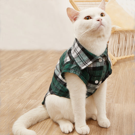 Stylish Plaid Comfort Shirts for Small Pets: Easy-Button, Soft & Durable Design - Perfect for Chic Dogs & Cats!