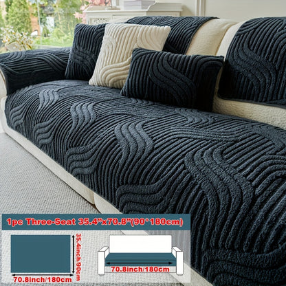 1pc Plush Non-Slip Sofa Cover, Modern Luxury, Pet-Friendly, Breathable, Fashionable Home Decor, Suitable for Living Room, Bedroom, Office, Polyester Fabric, Machine Washable, No Print, 250-300G Square Kilogram