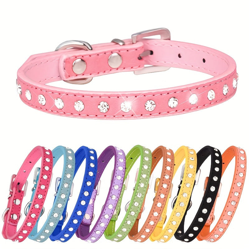 [Shiny Rhinestone Dog Collar] Hot Selling Shiny Rhinestone CP077 Dog Collar - Adjustable Small and Medium Pet Collar - Suitable for Small and Medium Pets to Wear Neck Collar