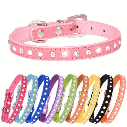 [Shiny Rhinestone Dog Collar] Hot Selling Shiny Rhinestone CP077 Dog Collar - Adjustable Small and Medium Pet Collar - Suitable for Small and Medium Pets to Wear Neck Collar