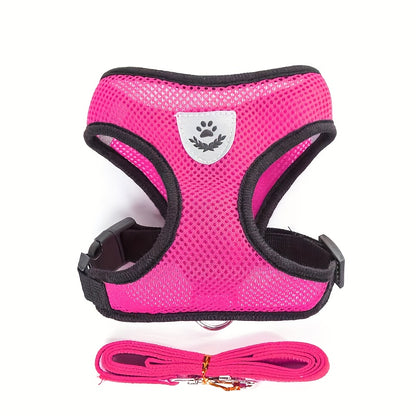 [For Dogs & Cats Reflective Harness] Reflective Pet Harness And Leash Set For Dogs And Cats, Adjustable Puppy Cat Vest Harness With Soft Mesh