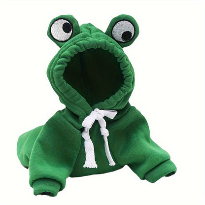 [Small Cozy Frog Hoodie] Adorable Frog-Themed Pet Hoodie - Cozy Knit Sweatshirt for Small to Extra-Small Cats, Perfect for All Seasons, Transformation, Hoodie