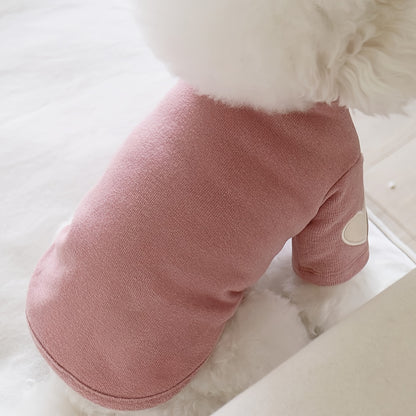 1pc Cozy Fleece Dog Sweater with Heart Design, Polyester Pullover, Machine Washable, for Small to Medium Breeds, Suitable for All Seasons, with Valentine'S Day Gift for Pets