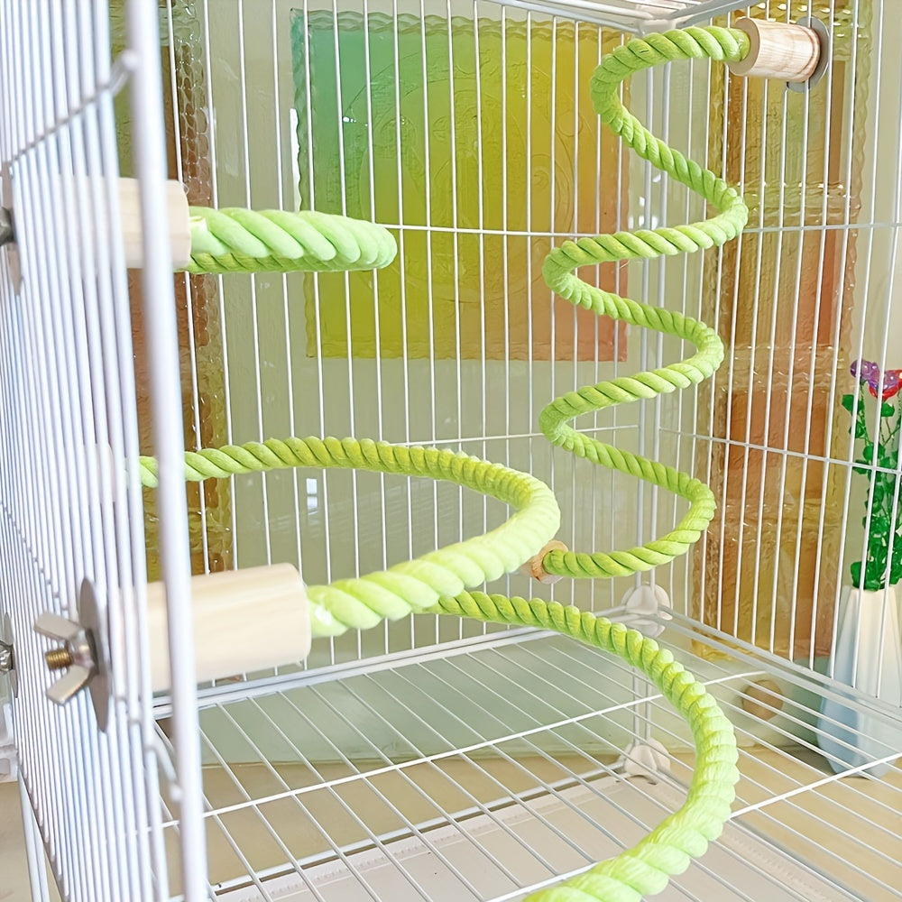 [Paw-Friendly] Flexible Green Rope Perch - Durable Exercise Ladder & Swing for Small Pets and Birds - Ideal for Budgies, Parakeets, Cockatoos, African Greys