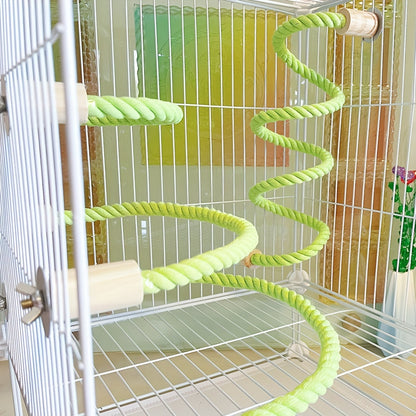 [Paw-Friendly] Flexible Green Rope Perch - Durable Exercise Ladder & Swing for Small Pets and Birds - Ideal for Budgies, Parakeets, Cockatoos, African Greys