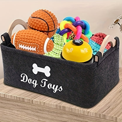 [1pc Pet Toy Box Organizer] 1pc Felt Pet Toy Box, Dog Toy Box, Storage Basket Chest Organizer For Organizing Pet Toys, Blankets, Leashes And Food