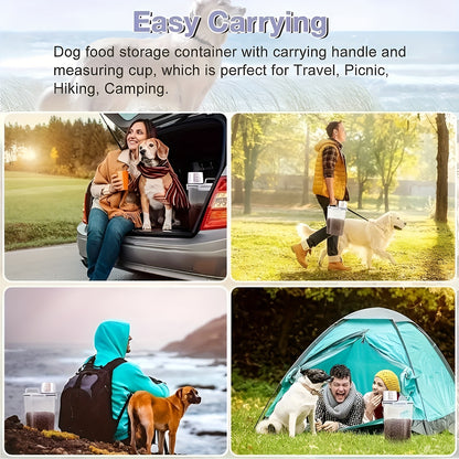 1.5kg/2kg Large Capacity Pet Food Storage Container - Airtight, Moisture-Proof, and Pest-Controlled Plastic Bucket with Measuring Cup, Handle, and Scoop Design for Easy Food Management and Freshness Preservation