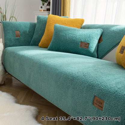 1pc Thickened Sherpa Velvet Sofa Slipcover, Pets Dog Friendly, Sherpa Fleece Sofa Couch Cover, Furniture Protector Fuzzy Non Slip Sofa Slipcover, For Bedroom Office Living Room Decor
