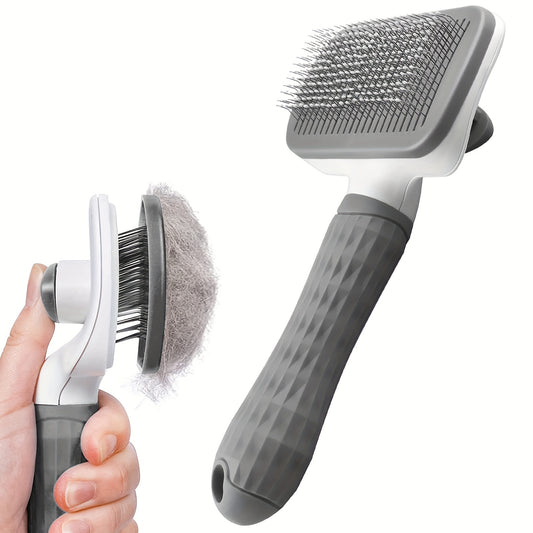 1-in-1 Pet Massage Comb & Brush - Heavy-Duty Ergonomic Design with One-Click Detachable Head, Efficient Shedding & Grooming Tool for Dogs & Cats, Reduces Shedding, Undercoat Removal, Minimizes Hair Flying - White & Black Colo