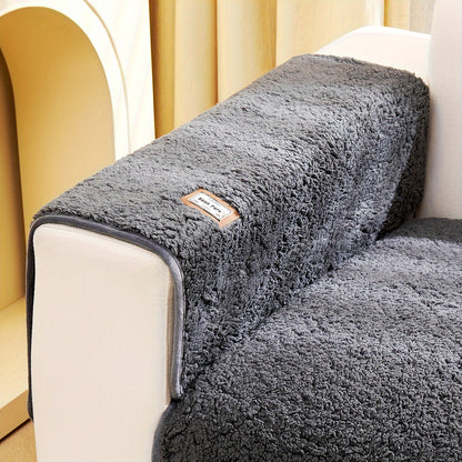 1pc Plush Sherpa Sofa Cover - Soft, Fuzzy, Non-Slip, Pet-Friendly, Thickened Furniture Protector for Bedroom, Office, Living Room Home Decor - Easy to Clean, Durable, Stain-Resistant, Machine Washable
