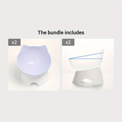 Elevated Pet Inclined Food Bowl Water Bowl, Transparent Plastic Cat Dish Bowl For Pet Cervical Spine Protection