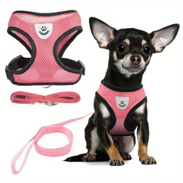 [For Dogs & Cats Reflective Harness] Reflective Pet Harness And Leash Set For Dogs And Cats, Adjustable Puppy Cat Vest Harness With Soft Mesh
