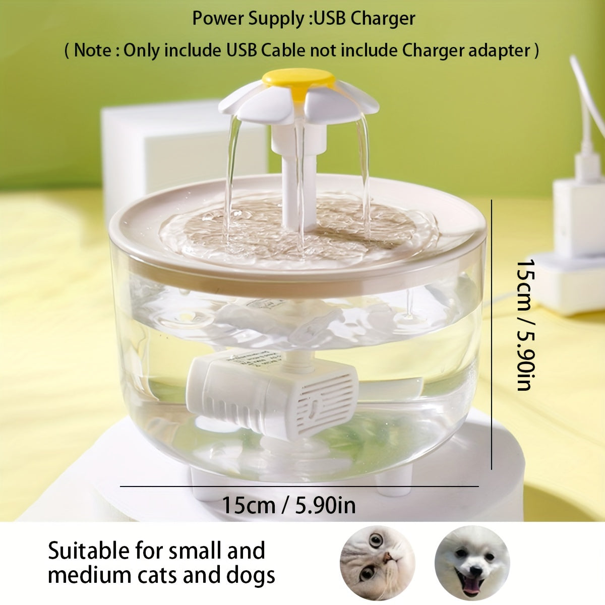 1.5L Large Capacity Transparent Pet Water Fountain - Automatic Circulation, USB Powered, Whisper Quiet, Easy to Clean, and BPA-Free - Perfect for Indoor Cats and Small Pets