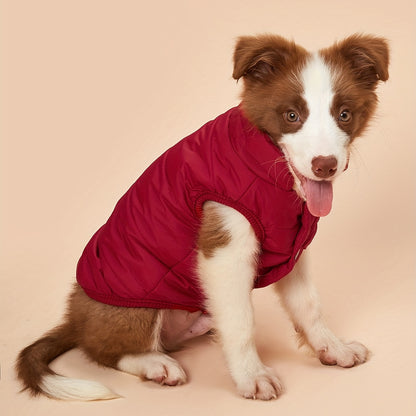 1pc Solid Color Dog Winter Warm Coat Thickened Padded Pet Jacket Soft Comfortable Dog Clothes For Cold Weather
