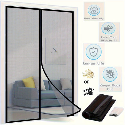 1 Set Magnetic Screen Door - Self-Sealing, Hands-Free, Heavy-Duty Mesh Partition - Keeps Bugs Out, Pet and Kid Friendly, Easy Installation, Durable, 36 Inch x 82 Inch/39 Inch x 82 Inch