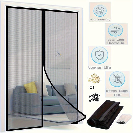 1 Set Magnetic Screen Door - Self-Sealing, Hands-Free, Heavy-Duty Mesh Partition - Keeps Bugs Out, Pet and Kid Friendly, Easy Installation, Durable, 36 Inch x 82 Inch/39 Inch x 82 Inch