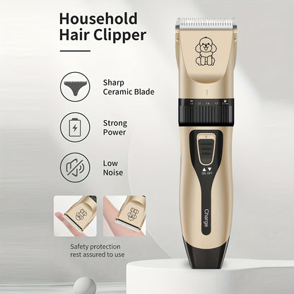 Rechargeable Low-Noise Cordless Electric Pet Clipper for Grooming Dogs and Cats, Suitable for Various Sizes and Lengths of Pet Hair, Professional Pet Salon Use