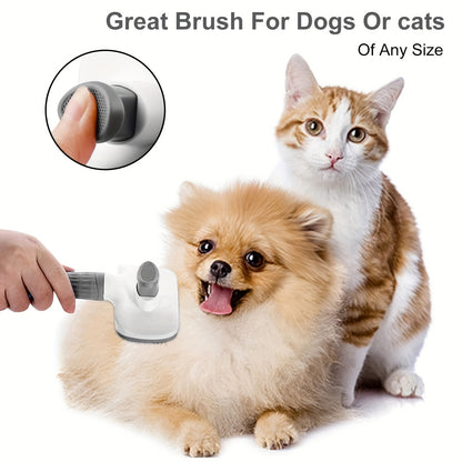1-in-1 Pet Massage Comb & Brush - Heavy-Duty Ergonomic Design with One-Click Detachable Head, Efficient Shedding & Grooming Tool for Dogs & Cats, Reduces Shedding, Undercoat Removal, Minimizes Hair Flying - White & Black Colo