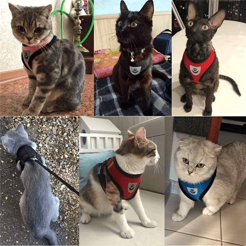 [For Dogs & Cats Reflective Harness] Reflective Pet Harness And Leash Set For Dogs And Cats, Adjustable Puppy Cat Vest Harness With Soft Mesh