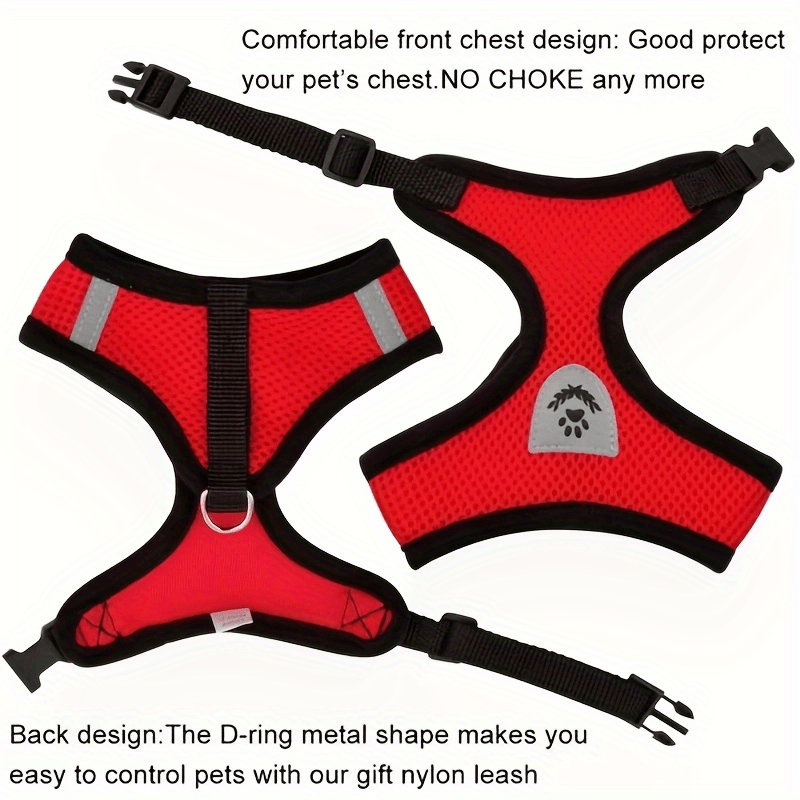 [For Dogs & Cats Reflective Harness] Reflective Pet Harness And Leash Set For Dogs And Cats, Adjustable Puppy Cat Vest Harness With Soft Mesh