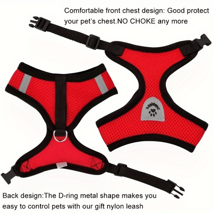 [For Dogs & Cats Reflective Harness] Reflective Pet Harness And Leash Set For Dogs And Cats, Adjustable Puppy Cat Vest Harness With Soft Mesh