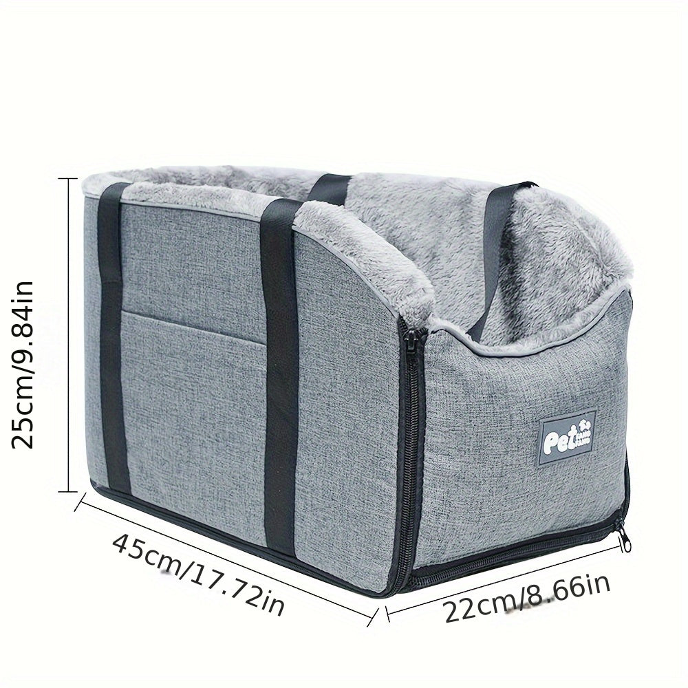 [Cozy Pet Car Seat] PETFANGFANG Portable Cozy Pet Car Seat | Polyester Dog & Cat Travel Bag for Small to Medium Pets with Secure Buckle Closure