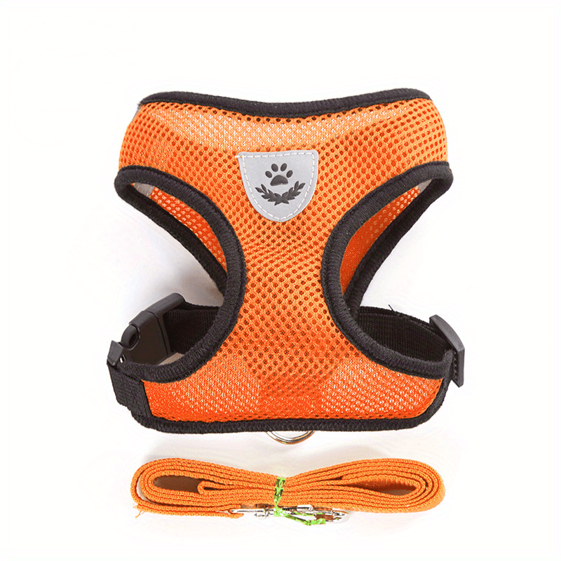 [For Dogs & Cats Reflective Harness] Reflective Pet Harness And Leash Set For Dogs And Cats, Adjustable Puppy Cat Vest Harness With Soft Mesh