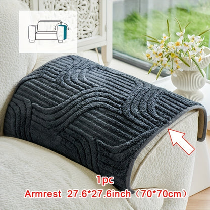 1pc Plush Non-Slip Sofa Cover, Modern Luxury, Pet-Friendly, Breathable, Fashionable Home Decor, Suitable for Living Room, Bedroom, Office, Polyester Fabric, Machine Washable, No Print, 250-300G Square Kilogram