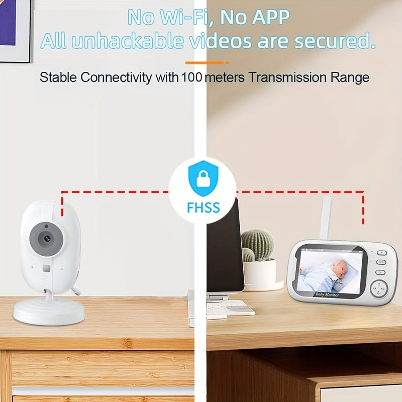 [Pet Monitor | Night Vision] 2.4GHz Pet Monitor | Night Vision, Two-Way Audio, Cry Alarm, Temperature Display, USB Rechargeable Camera | HD Video Surveillance System for Pets, Dog Monitoring, Elderly/Nanny Monitoring, One-Tou