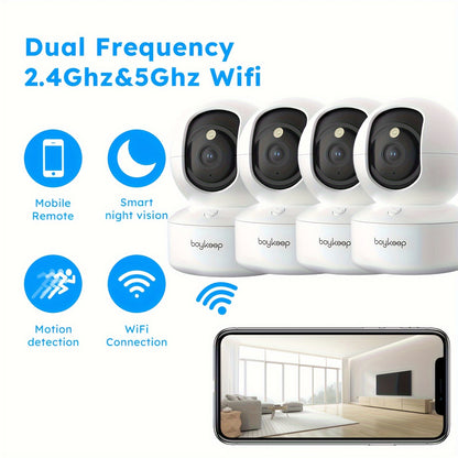 [BoyKeep WiFi Smart Camera] BoyKeep 5g/2.4ghz WiFi Smart Camera, 2K High-definition Indoor Safety Monitor with 360° Panoramic Surveillance, Night Vision, Two-way Calls, SD Card and Cloud Storage, Christmas Gifts for Pets, Ze