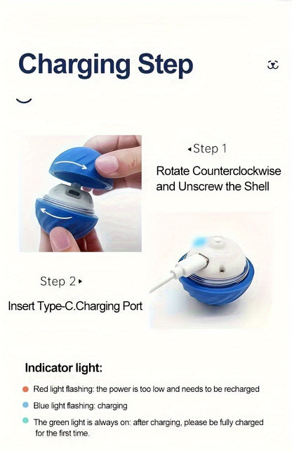 Electric Intelligent Pet Ball - Self-Rolling, Gravity Jumping Toy for Small Dogs and Cats - Electric Charging, Grinding Teeth Toy