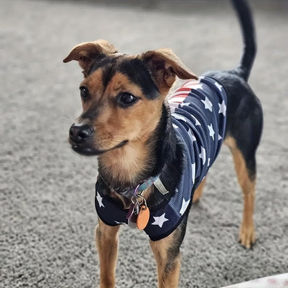 Stars & Stripes Pet Vest - Cartoon Printed, Summer Themed, Breathable, Comfortable Dog Shirt for Small to Medium Dogs - Independence Day Celebration Outfit