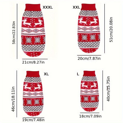 1pc Reindeer Snowflake Christmas Dog Sweater - Soft, Warm, Cozy Acrylic Pullover for Small Breed Pets - Machine Washable, All-Season Comfort, And Easy Care for Winter Knitwear
